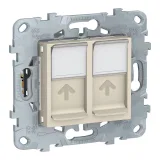 Schneider Electric NU542444, розетка компьютерная 2xRJ45 Cat.6, бежевый