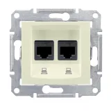 Розетка двойная компьютерная RJ45 Cat.6 Schneider Electric SEDNA, бежевый
